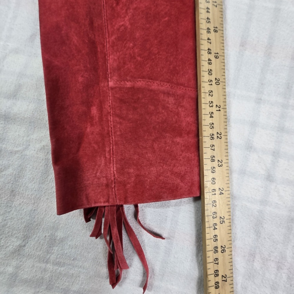 Denim&Co Red Suede Fringe Jacket - Picture 12 of 14